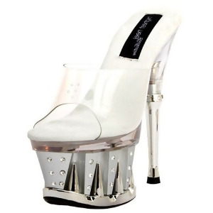 Highest Heel Women's 6 1/2 Clear Mule Platform Rhinestone Silver Shoes - Women's US Shoe Size 7
