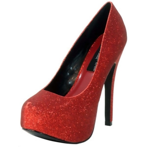 Women's Highest Heel Shoes 5 1/2 Covered Platform Pump Red Glitter - Women's US Shoe Size 11