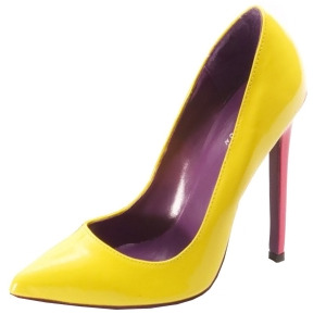 Women's Highest Heel Shoes 5 1/4 Heel Pump Yellow Patent Pu - Women's US Shoe Size 13