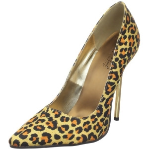 Highest Heel Women's 5 Pointy Toe Pump Leopard Satin Shoes - Women's US Shoe Size 7.5