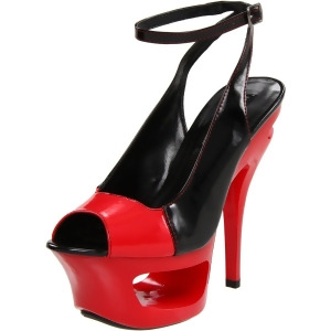 Women's Shoes 6 Cut Out Platform Sandal With Patent Upper Black/Red Combo - Women's US Shoe Size 7