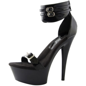 Highest Heel Women's 6 Platform Ankle Cuff Black Patent Shoes - Women's US Shoe Size 11