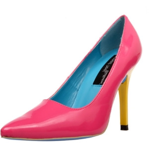 Women's Highest Heel Shoes 4 Classic Plain Pump Fuchsia Tri-Color - Women's US Shoe Size 8.5