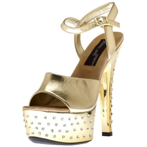 Women's Shoes 6 Diamond Drilled Platform With Plain Vamp Gold Metallic Pu - Women's US Shoe Size 6