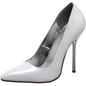 Highest Heel Women's 5 Pointy Toe Pump White Patent Shoes - Women's US Shoe Size 14