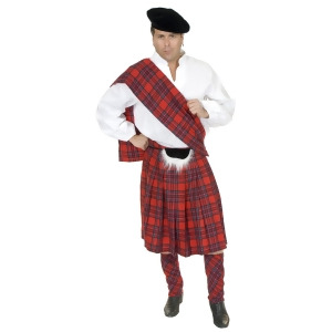 Adult Men's Red Scottish Kilt Highlander Costume - Mens X-Small (34-36) 34-36" chest~ 5'5" - 5'9" approx 100-125lbs