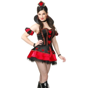 Womens Sexy Alice In Wonderland Velvet Queen of Hearts Costume Dress - Womens Large (11-13) approx 29 waist~ 40.5 hips~ 39 bust~ C-D
