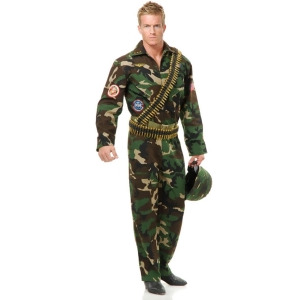 Adult Men's Top Gun Camouflage Fighter Pilot Jumpsuit Costume - Mens X-Large (46-48) 46-48" chest~ 5'9" - 6'2" approx 190-215lbs