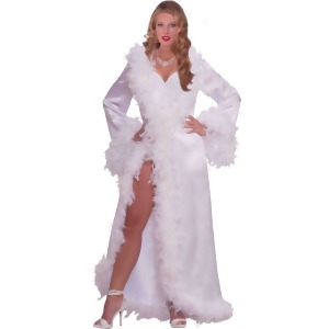 Adult Vintage Hollywood Starlet Goddess White Marabou Satin Robe Costume Womens Standard 6-14 approx 26-32 waist 35-41 hips 34-38 bust - All