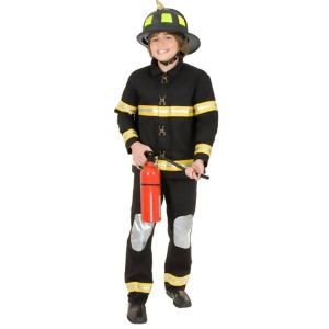 Child Black Cotton Fireman Bunker Gear Costume - Boys XL (Teen 12-14) for ages 12-14~ approx 87 lbs~ 32.5" chest~ 27.5" waist~ 32.5" seat for 60-63" h