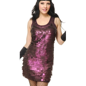 Womens Plum Purple Roaring 20s Big-Sequin Flapper Costume Dress - Womens X-Large (14-16) approx 30.5 waist~ 42 hips~ 40.5 bust~ C-D