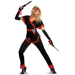 Womens Dragon Lady Black Ninja Samurai Costume - Womens Standard (18-20) approx 37-39 waist~ 47-49 hips~ 45-47 bust~ 175-190 lbs