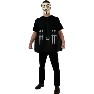 Adult's V for Vendetta Costume T-shirt Cape Guy Fawkes Mask - Mens X-Large (44-46) 44-46" chest~ 5'9" - 6'2" approx 190-210lbs