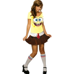 Adult Women's Sexy Spongebob Sponge Babe Costume - Womens X-Small (0-2) approx 31-33" bust & 21-23" waist