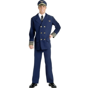 Adult Airplane Captain Airline Pilot Costume Standard Large 42 Mens Large 42 5'7 6'1 approx 150-180lbs - All