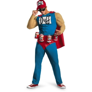 Deluxe Adult The Simpsons Duffman Beer Guy Muscle Chest Costume - Mens Large-XL (42-46) 44-46" chest~ 38-42" waist~ 5'9" - 5'11" approx 195-220lbs