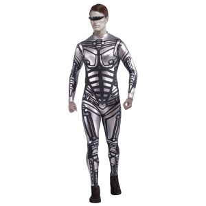 Adult Men's Outta Space Silver Robot Cyborg Costume Standard Large 42 Mens Large 42 5'7 6'1 approx 150-180lbs - All