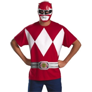 Adult Disney Power Rangers Red Ranger T-Shirt Mask Costume - Mens Large-XL (42-46) 44-46" chest~ 38-42" waist~ 5'9" - 5'11" approx 195-220lbs