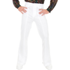 Adult Mens 70s Disco Leisure White Polyester Pants - Approx 30" Waist