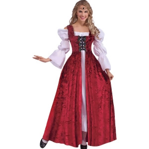 Womens Elegant Medieval Maiden Red Lace Up Gown Costume - Womens plus (18-22) approx 36-45 waist~ 42-49 hips~ 40-46