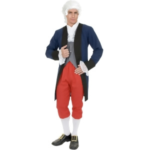Adult Men's Blue and Red Colonial Ben Franklin Founding Father Costume - Mens Medium (40-42) 40-42" chest~ 5'7" - 6'1" approx 145-175lbs