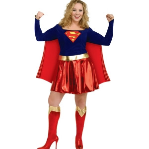 Women's Full Figure 14-16 Supergirl Super Hero Costume Womens Plus Size 14-16 approx 40-42 chest 36-40 waist - All
