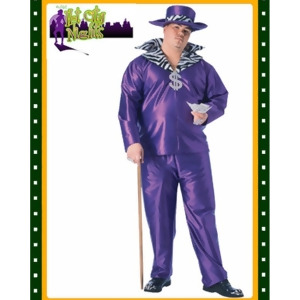 Mac Daddy Pimp Adults Full Cut Plus Size Xl Costume Mens Plus Size 44-52 52 chest 5'11 6'1 approx 220-280lbs - All
