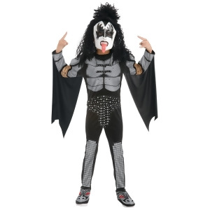 Boys Kiss The Demon Gene Simmons Rock Star Costume - Boys Large (12-14) for ages 8-10 approx 31"-34" waist~ 55-60" height