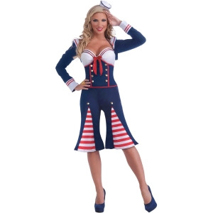 Womens 1-Size Nautical Millie Navy Officer Costume Womens Standard 14-16 approx 26-32 waist 34-38 bust - All