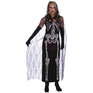 Womens Standard Size 14-16 Graveyard Shift Skeleton Costume Womens Standard 14-16 approx 26-32 waist 34-38 bust - All