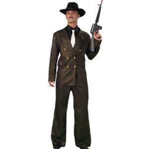 Plus Size Gangster Black Gold Costume Zoot Suit 44-48 Plus Size 46-48 46-48 chest 5'9 6'1 approx 190-220lbs - All