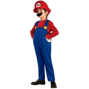 Deluxe Mario Brothers Boys Mario Costume - Boys Large (12-14) for ages 8-10 approx 31"-34" waist~ 55-60" height