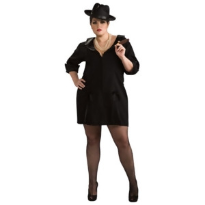 Women's Full Figure 16-22 Roaring 20s Costume Black Pinstripe Dress Womens Plus Size 16-22 approx 42-46 chest 36-42 waist - All