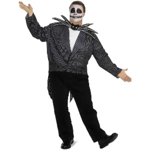 Nightmare Before Christmas Xxl Jack Skellington Costume Mens Large-XL 42-46 44-46 chest 5'9 5'11 approx 195-220lbs - All