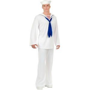 Adult Men's White Nautical Marine Sailor Costume - Mens Large (42-44) 42-44" chest~ 5'8" - 6'2" approx 175-190lbs