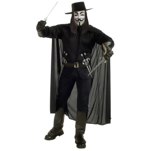 Adult V for Vendetta Guy Fawkes Costume - Mens Standard (44) 44" chest~ 5'9" - 5'11" approx 170-190lbs