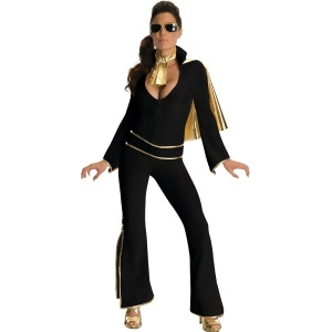 Adults Deluxe Sexy Lady's Elvis Presley Black Costume - Womens Small (4-6) approx 32-34" bust & 22-24" waist