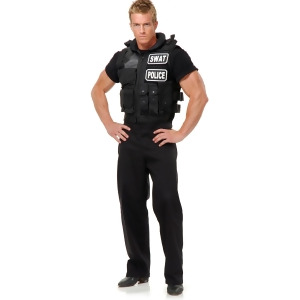 Deluxe Adult Costume Black Special Ops Soldier Army G.i. Swat Tactical Vest Standard size - All