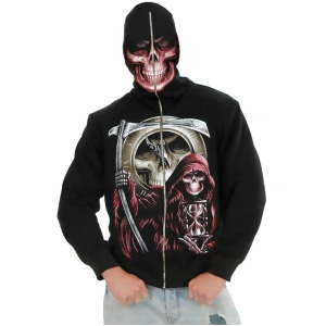 Adult Men's Grim Reaper Black Hoodie Sweatshirt - Small 36-38" chest~ approx 150-180lbs