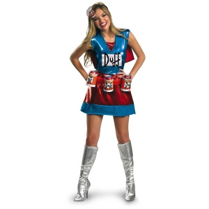 Womens The Simpsons Duffwoman Beer Woman Costume - Womens Small (4-6) approx 24-26 waist~ 35-37 hips~ 33-35 bust 110-120 lbs