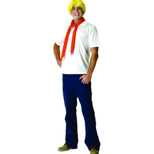 Adult's Large Scooby-Doo Fred Jones Costume With Wig Mens Standard 44 44 chest 5'9 5'11 approx 170-190lbs - All