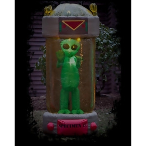 Giant 7' Inflatable Green Alien in Cryogenics Chamber Halloween Decoration 84 Tall - All