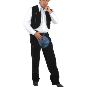 Men's Range Rider Cowboy Costume Black Faux Suede Chaps and Vest - XL:  46-48" chest~ approx 200-230lbs