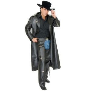 Men's Range Rider Cowboy Black Pleather Duster Jacket - Extra-Small:  36-38" chest~ approx 150-180lbs