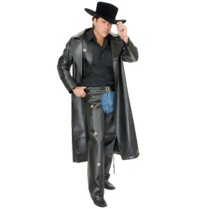 Men's Range Rider Cowboy Black Pleather Duster Jacket - Small:  36-38" chest~ approx 150-180lbs