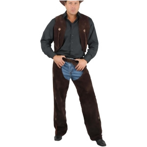 Men's Range Rider Cowboy Costume Brown Faux Suede Chaps and Vest - Medium:  40-42" chest~ approx 170-190lbs