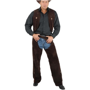 Men's Range Rider Cowboy Costume Brown Faux Suede Chaps and Vest - XL:  46-48" chest~ approx 200-230lbs