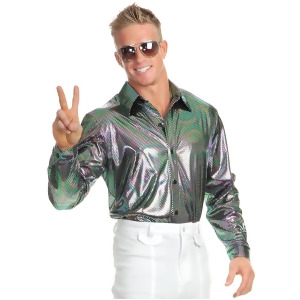 Men's 70s Multi-Color Metallic Nailhead Disco Shirt - Extra-Small:  36-38" chest~ approx 150-180lbs