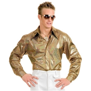 Men's 70s Metallic Gold Nailhead Disco Shirt - XL:  46-48" chest~ approx 200-230lbs