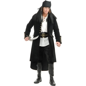 Adult's Treasure Island Pirate Black Faux Suede Duster Jacket Trench Coat - X-Small 36-38" chest~ approx 150-180lbs